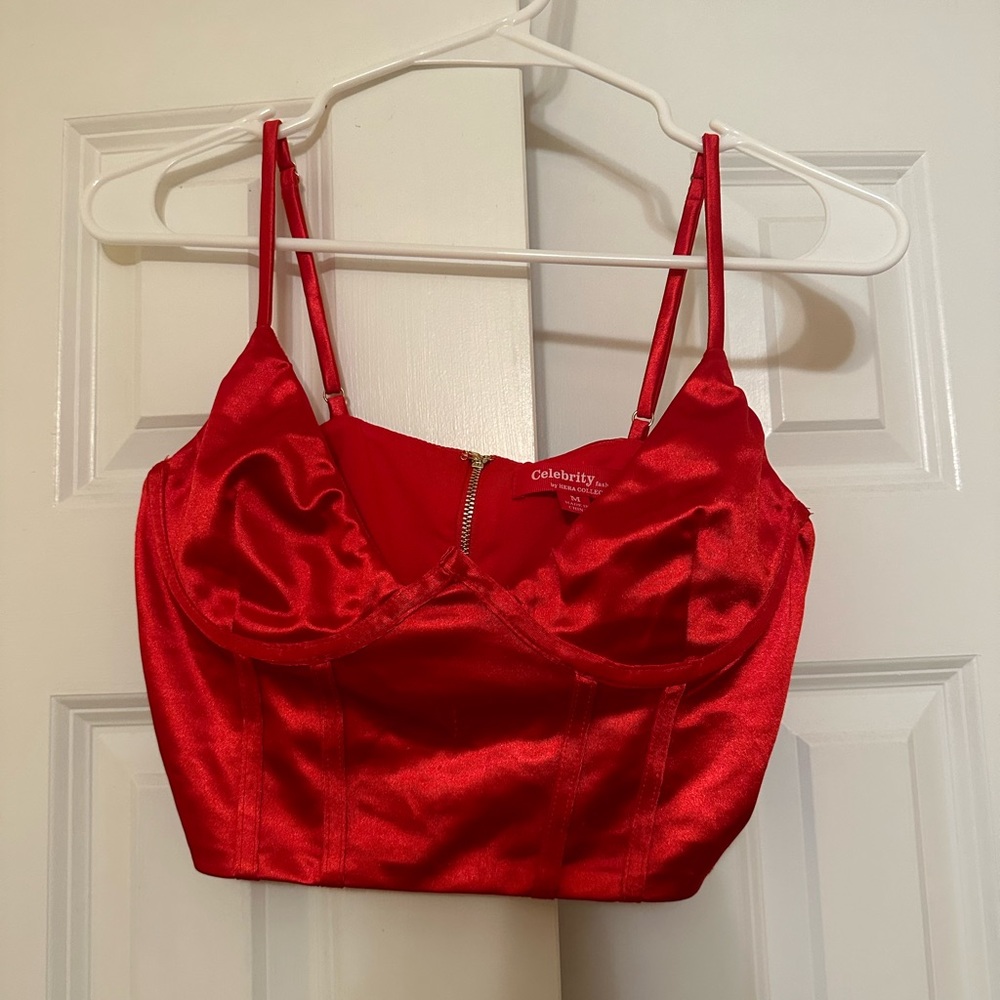 Red corset top with underwire